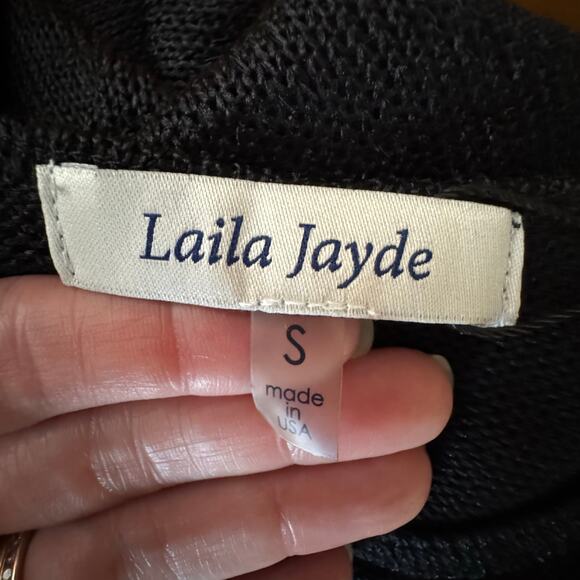 Laila Jayde V-Neck 3/4 Sleeve Sheer Top Women Size Small Black NWT Pullover - Picture 6 of 7